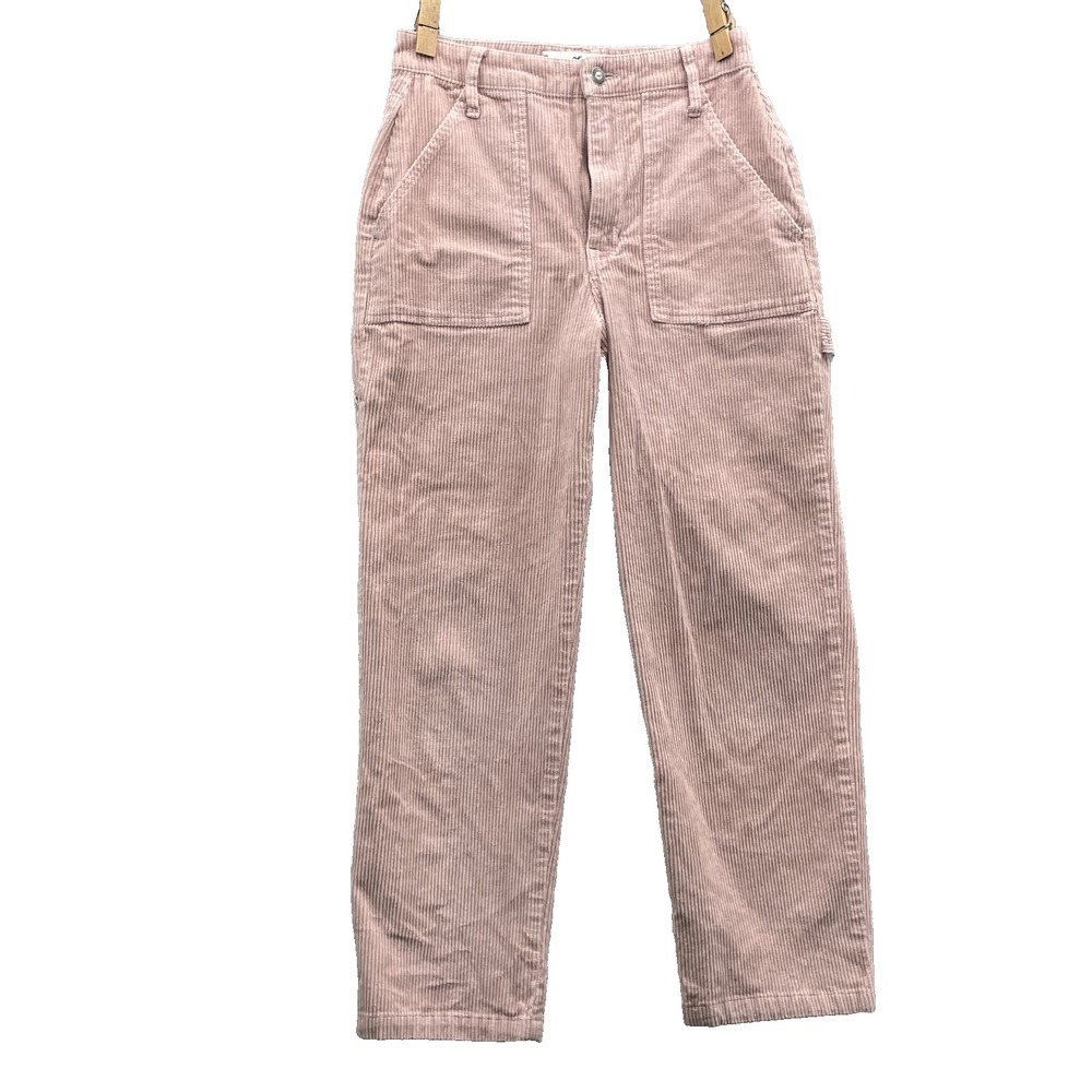 Hollister Ultra High Rise Corduroy Pant Women 3/26 Blush Utility Carpenter Skate